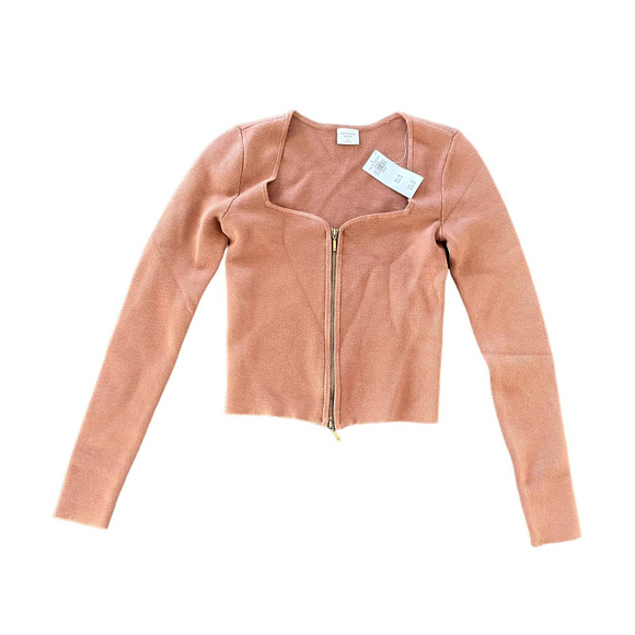 NWT Abercrombie & Fitch Zip-Up Notch-Neck Slim Top Sz. XS - Picture 2 of 5